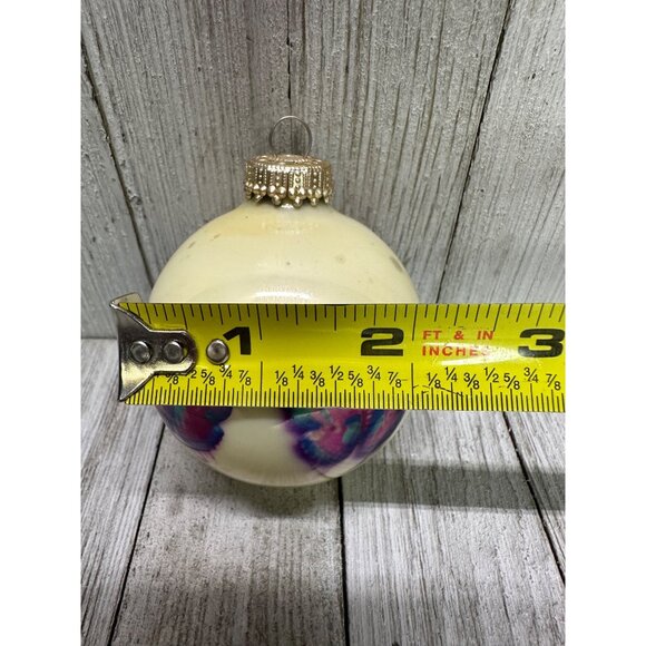 Vtg Vallow LLC Christmas Blown Glass Ball Ornament Butterfly Design Box 2" DIA - Picture 6 of 6